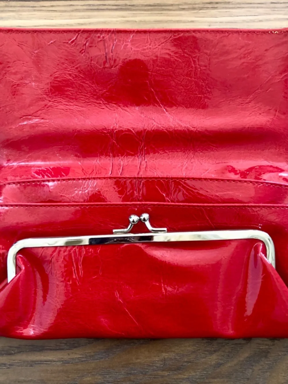 Kenneth Cole Y2K Inspired Red Chrome Patent Leather Clutch Wallet Purse -NWOT